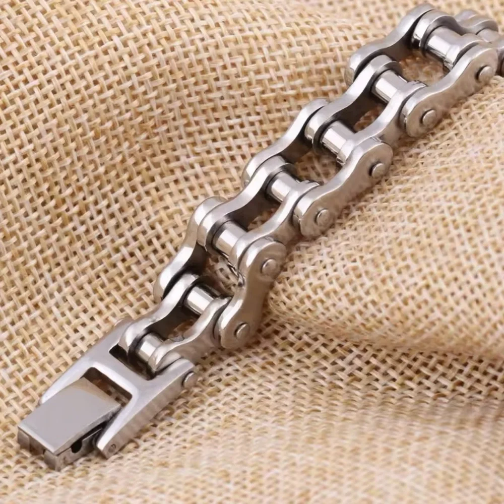 Biker 316L Stainless Steel Mens Bracelet 8” watchmaker Bracelet